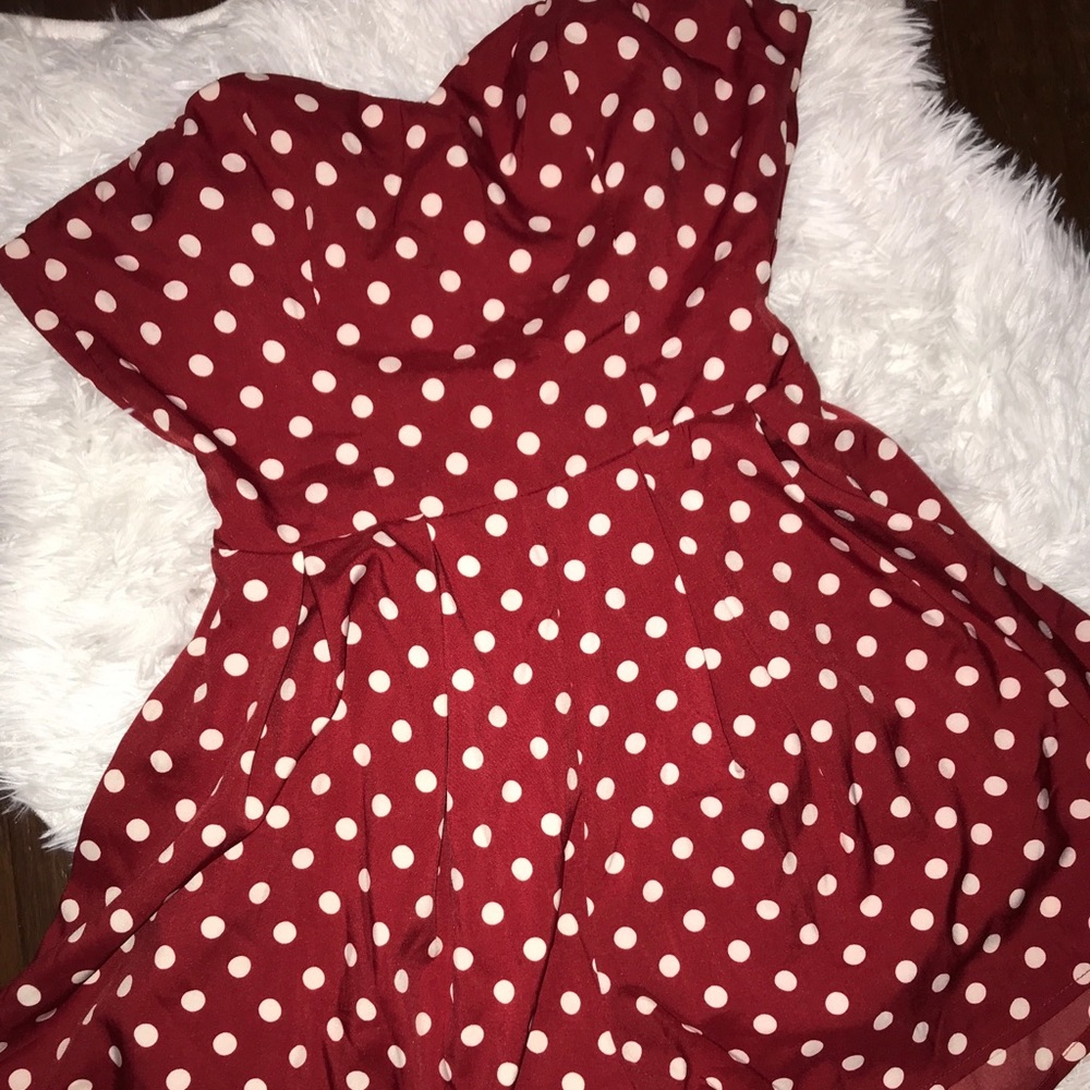red and white polka dot romper
